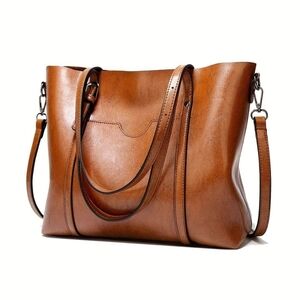 Elegant Brown Leather Tote Bag